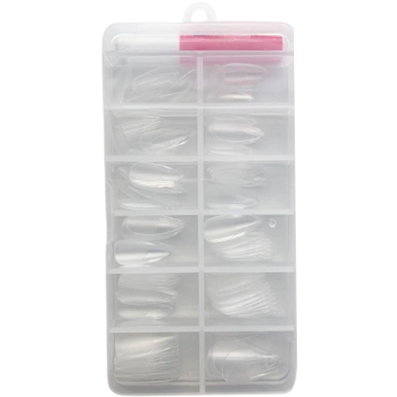 Set of tips for nail extension of different sizes with glue, almonds 120 pcs/pack