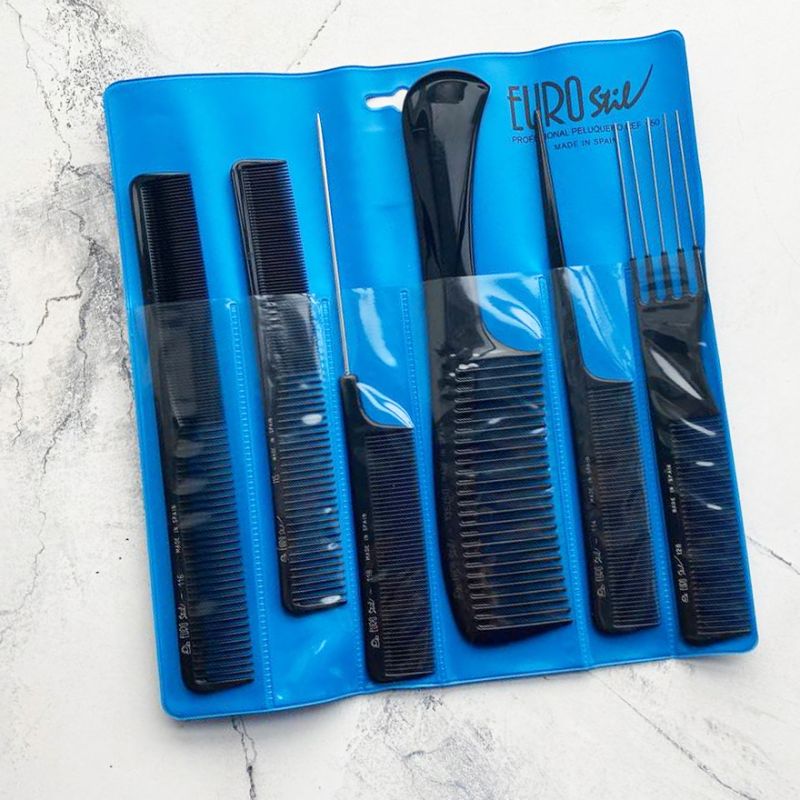 EUROstil Set of combs 6 pcs in a blue case