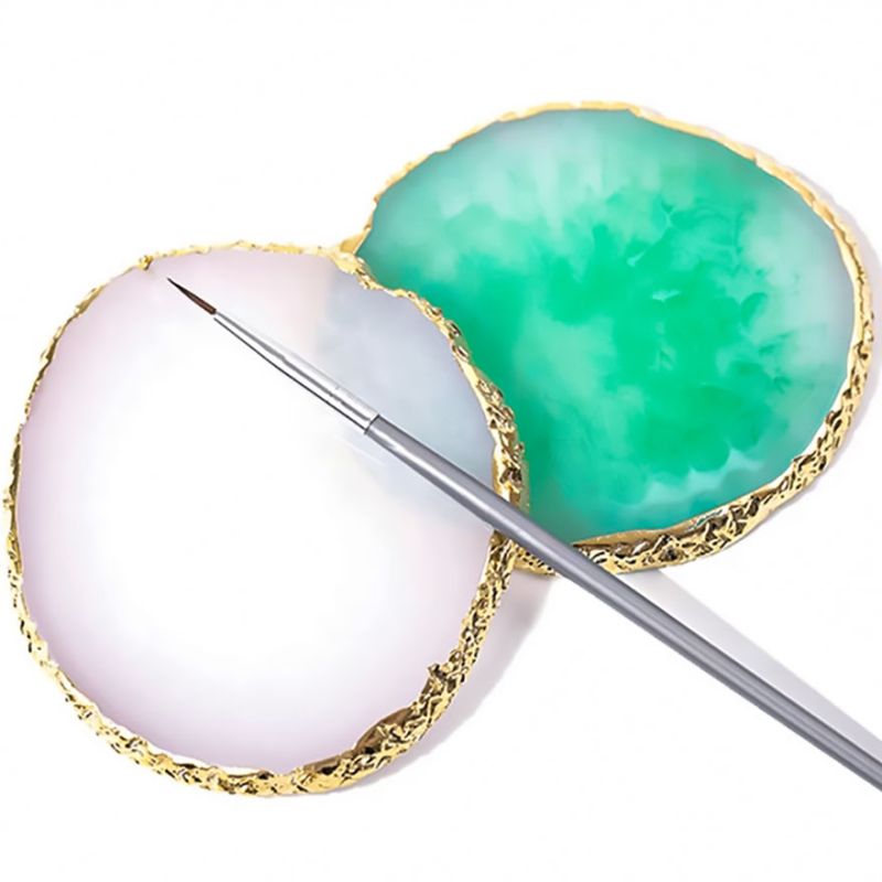 Dilution palette + color board for photo nail design, oval, green