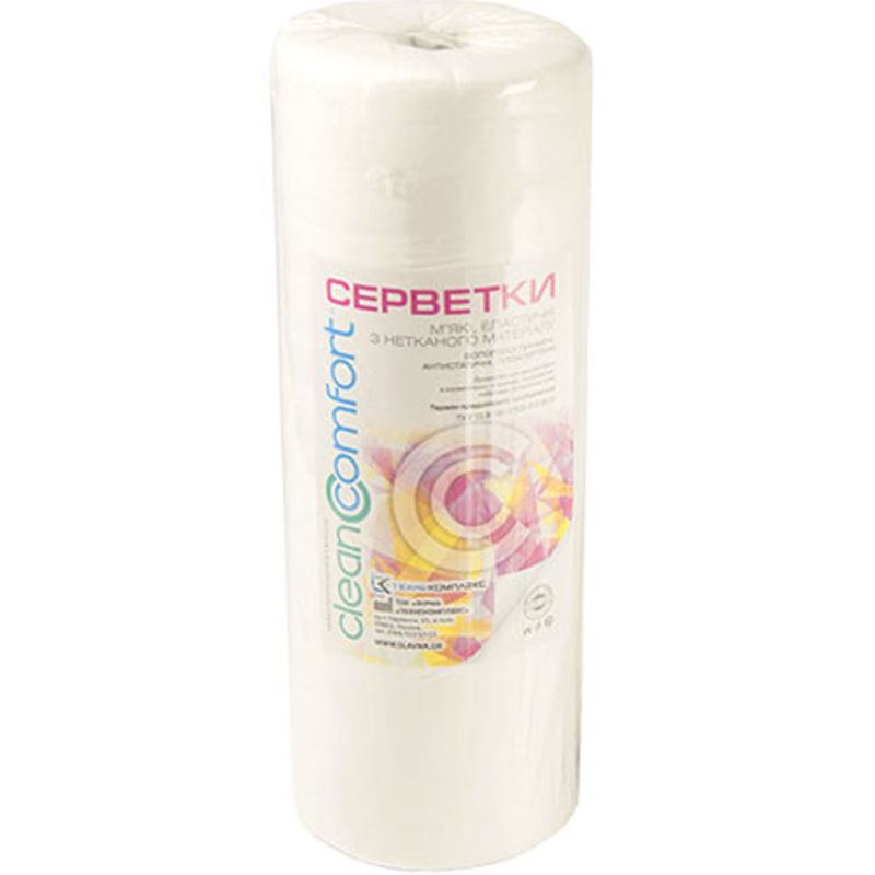 Clean Comfort Салфетки со спанлейса, 30 х 30 см, гладкие (100 шт/рул)