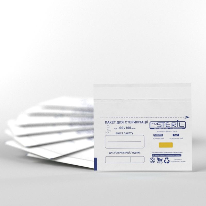 ProSteril Kraft bags for air and steam sterilization, white 60x100 mm, 100 pcs / pack