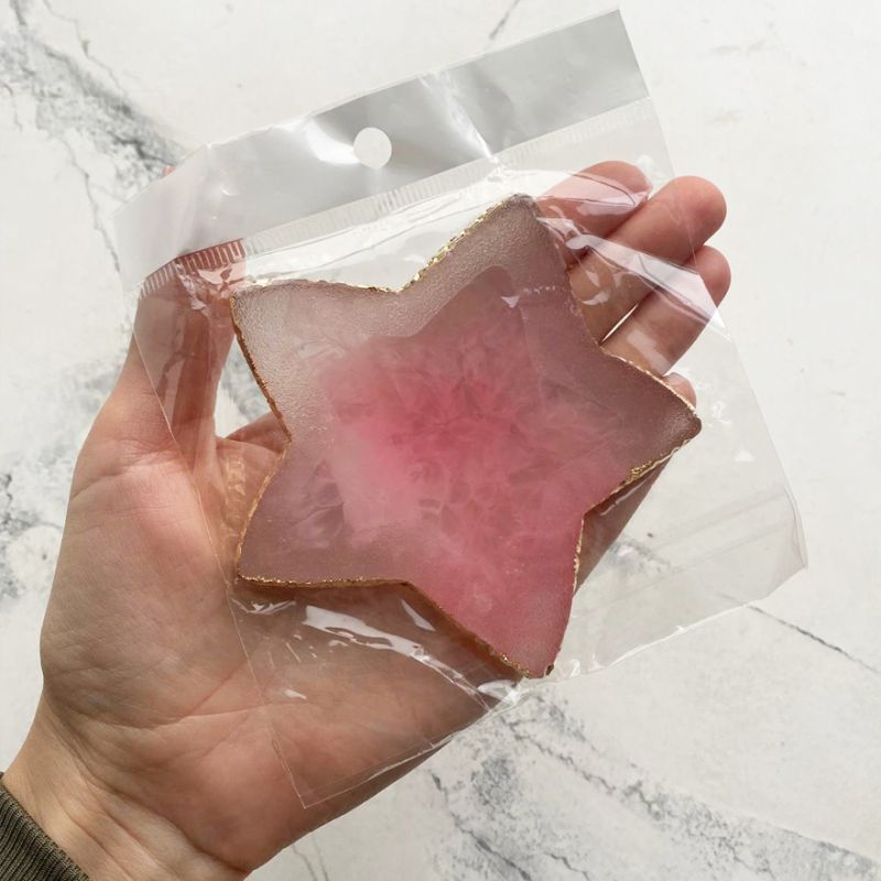 Палітра для розведення фарб + кольорова дошка для фото дизайну нігтів, зірка (рожева)