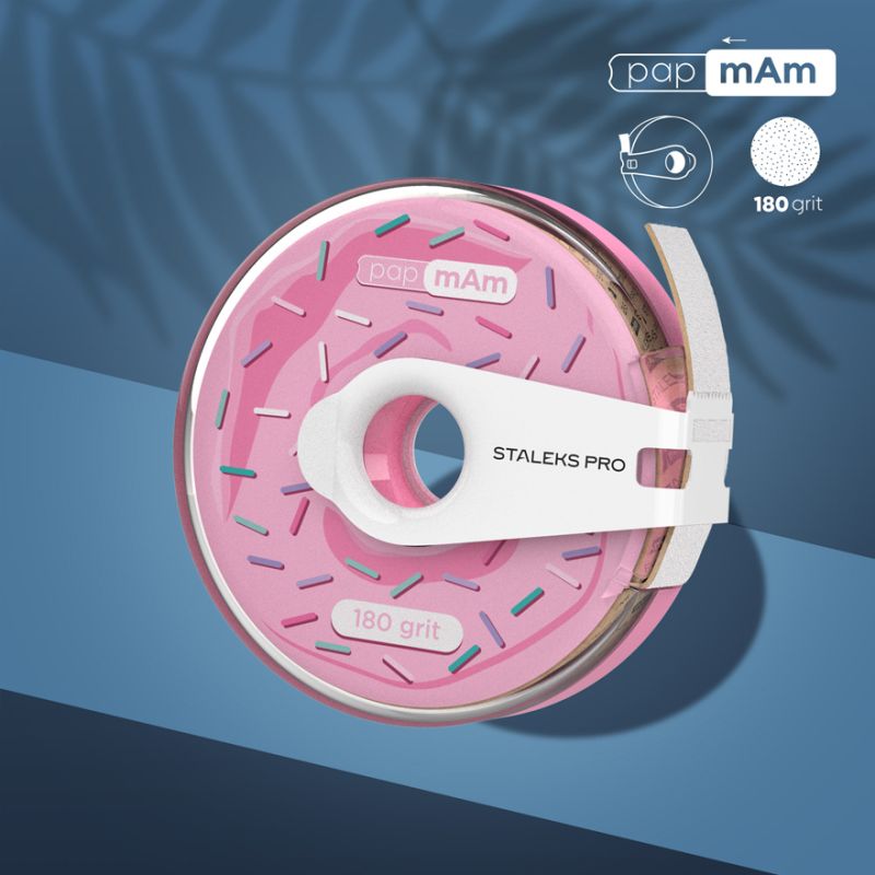 Staleks Pro - papmAm white EXPERT replacement file-tape in a plastic reel STALEKS PRO 180 grit