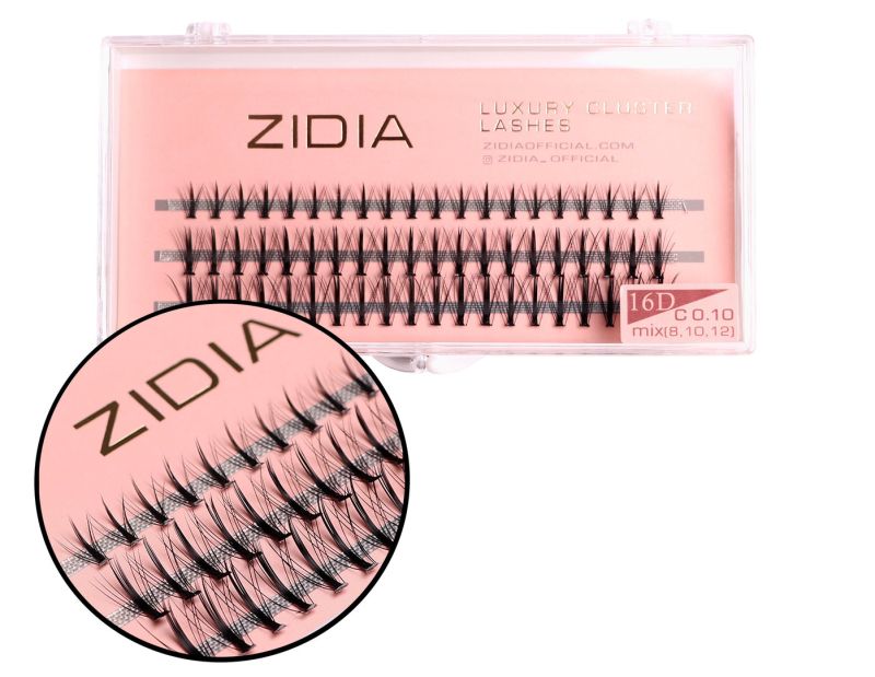 ZIDIA Cluster lashes Ресницы-пучки 16D KIM C 0,10 MIX (3 ленты, размер 8, 10, 12 мм)
