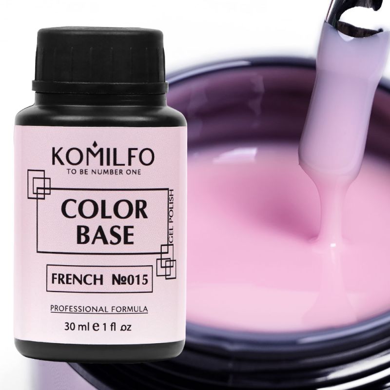 Komilfo Color Base French Френч база 015 (вершково-рожевий), 30 мл (бочонок)