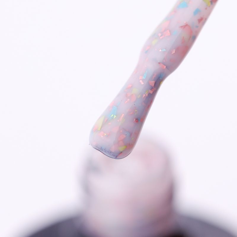 Roks Base Rubber French Potal No. 080 (pale pink with multi-colored potal), 8 ml