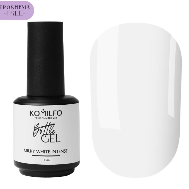 Komilfo Bottle Gel Milky White Intense HEMA/TPO free, жидкий гель для ногтей, 15 мл