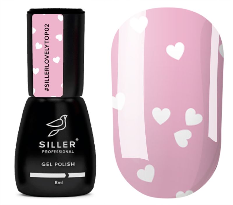 Siller Nail top Lovely Top 02 (with white hearts), 8 ml
