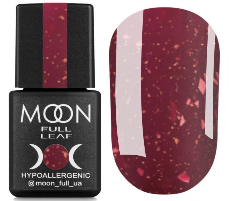 MOON FULL Leaf Rubber Base №08 (wine with golden leaf), 8 ml