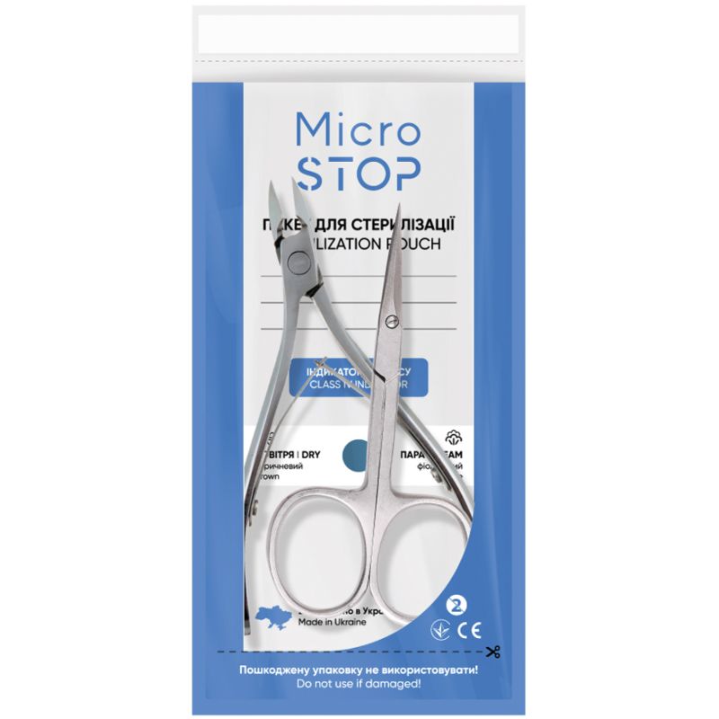 MicroSTOP Kraft bags for air sterilization (transparent, white) 100x200 mm, 100 pcs (with class 4 indicator)