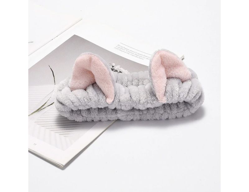 Cosmetic hair band with ears, light gray with pale pink