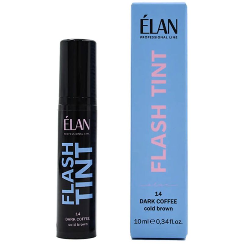 ELAN Система прямой окраски бровей «FLASH TINT» 14 Dark Coffee (cold brown), 10 мл