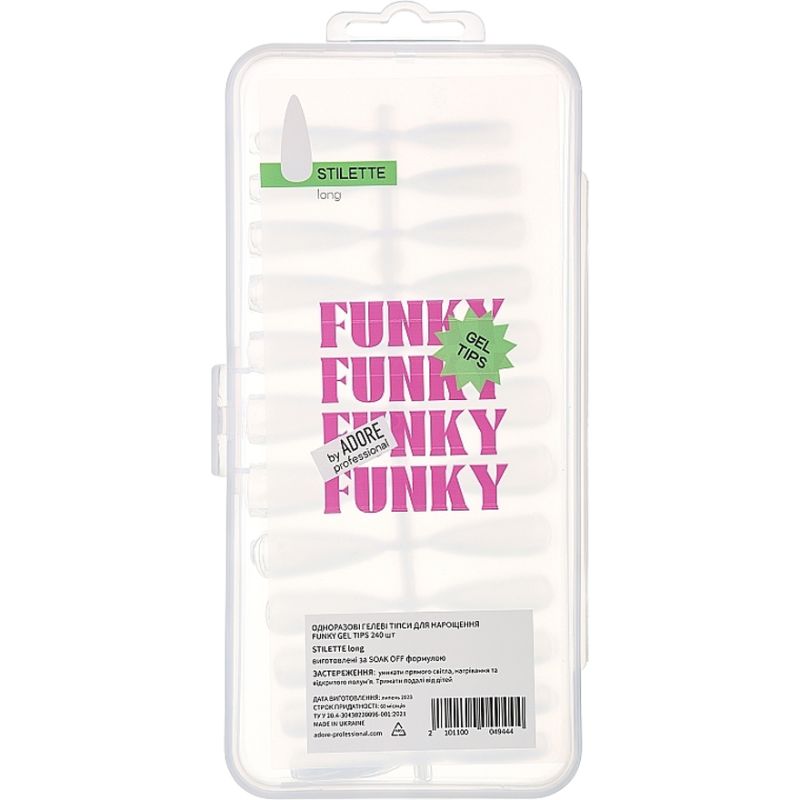 ADORE Гелевые типсы Funky Gel Tips STILETTE long