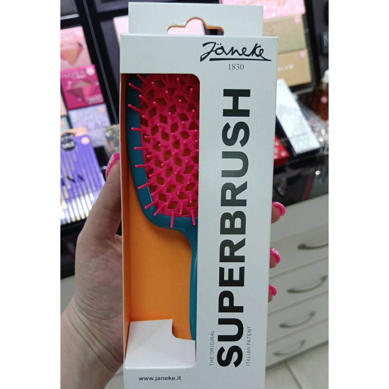Janeke Superbrush Hairbrush Turquoise Pink