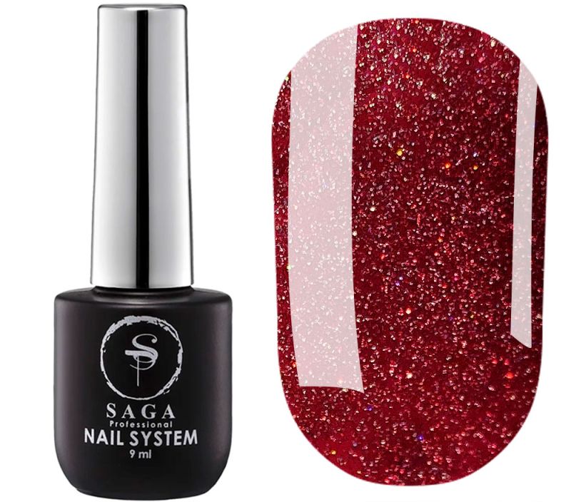 SAGA professional Gel Polish Fiery gel 40 (red-burgundy with microshine, reflective), 9 ml