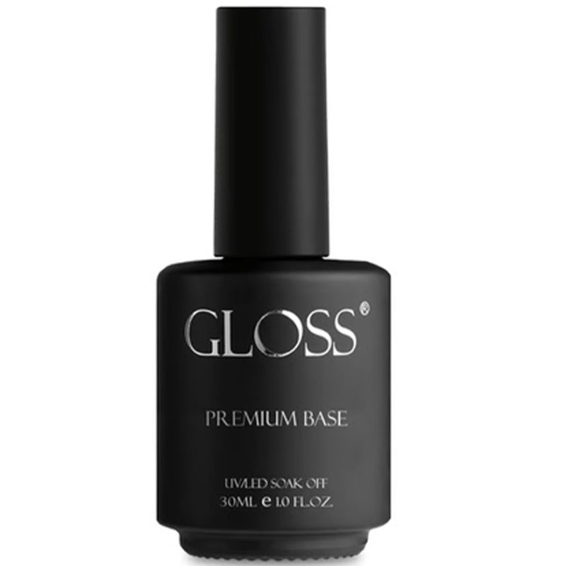 Gloss Premium Base - каучукова основа для гель-лаку з пензлем, 30 мл