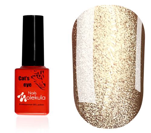 Molekula 9D Cats eye gel varnish No. 913 (light gold, magnetic), 6 ml