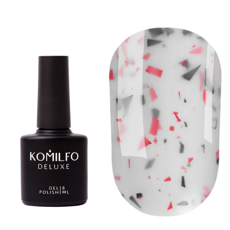 Komilfo Potal Base P018 (white with pink coral and black potal), 8 ml