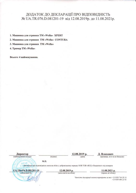 WELLA Hygiene Certificate