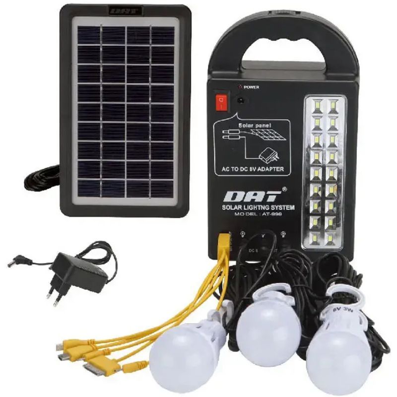 SOLAR Lantern portable AT-999 with solar panel + 3 Lamps + Power bank