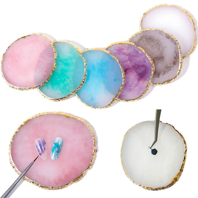 Dilution palette + color board for photo nail design, oval, blue