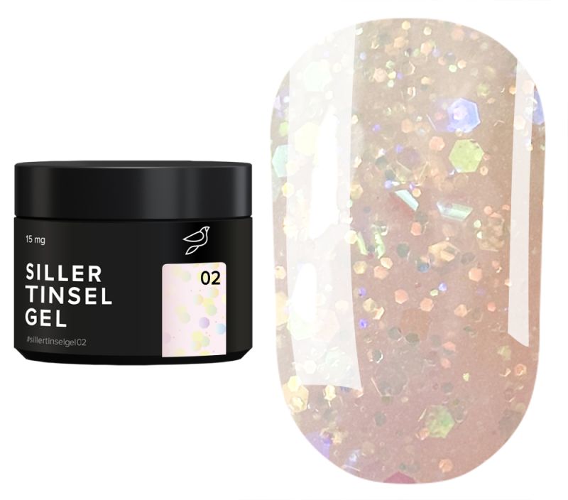 Siller Гель для ногтей Tinsel Gel №02, 15 мл (банка)