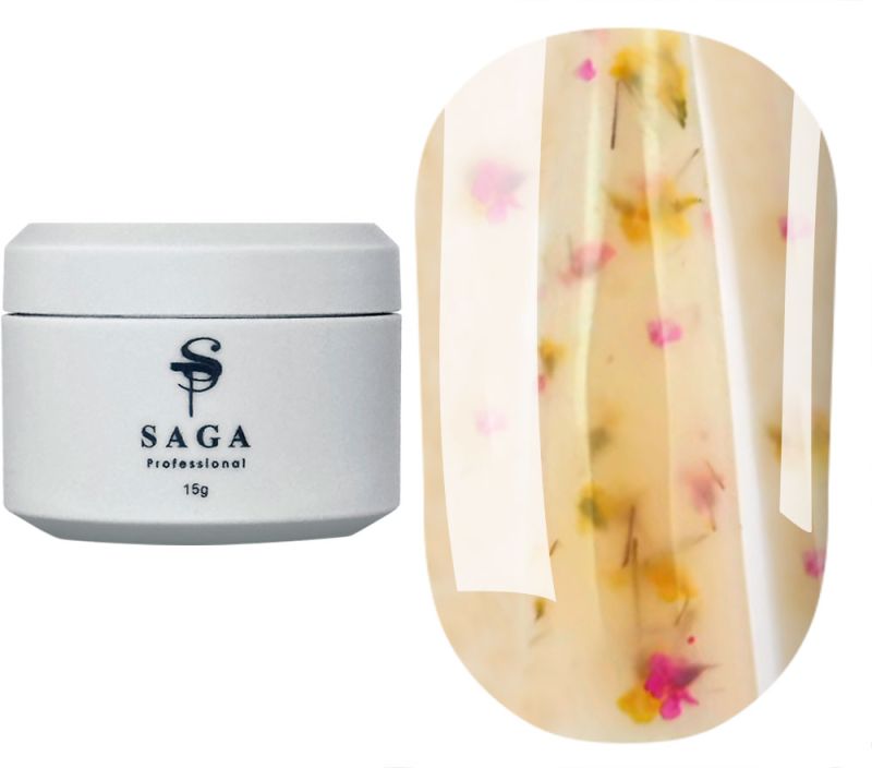 SAGA гель для ногтей цветочный professional Liquid Floral gel 04, 15 мл