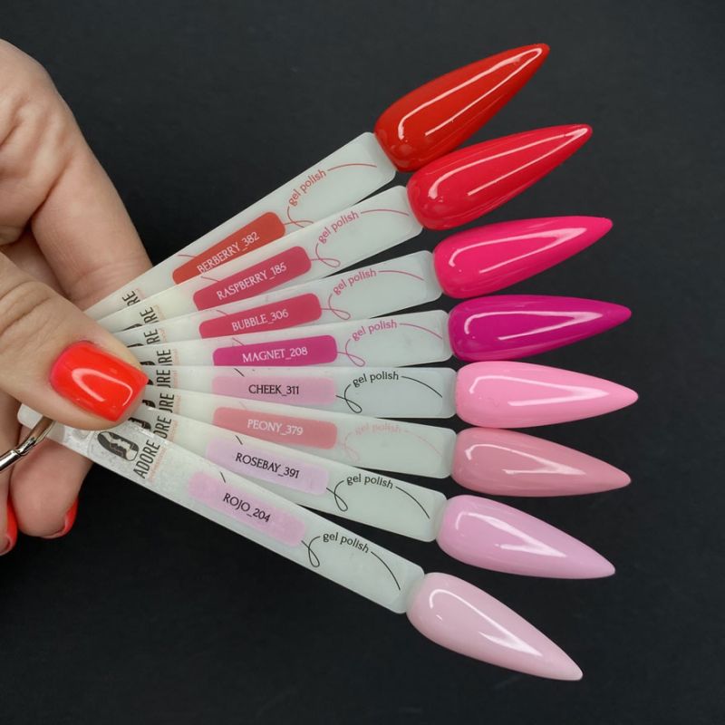 Gel polish ADORE Professional №185 (pink-red, enamel), 8 ml