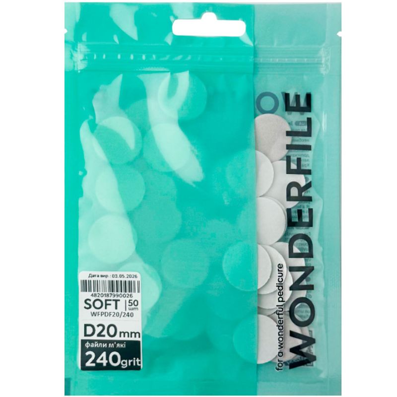 Wonderfile Files on foam for pedicure disc 20 mm, 240 gr (50 pcs)