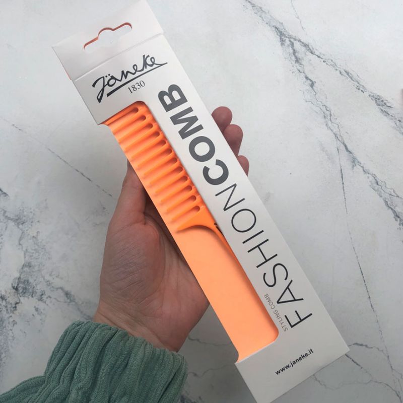 Janeke Fashion Сomb Comb with handle for hair Orange neon