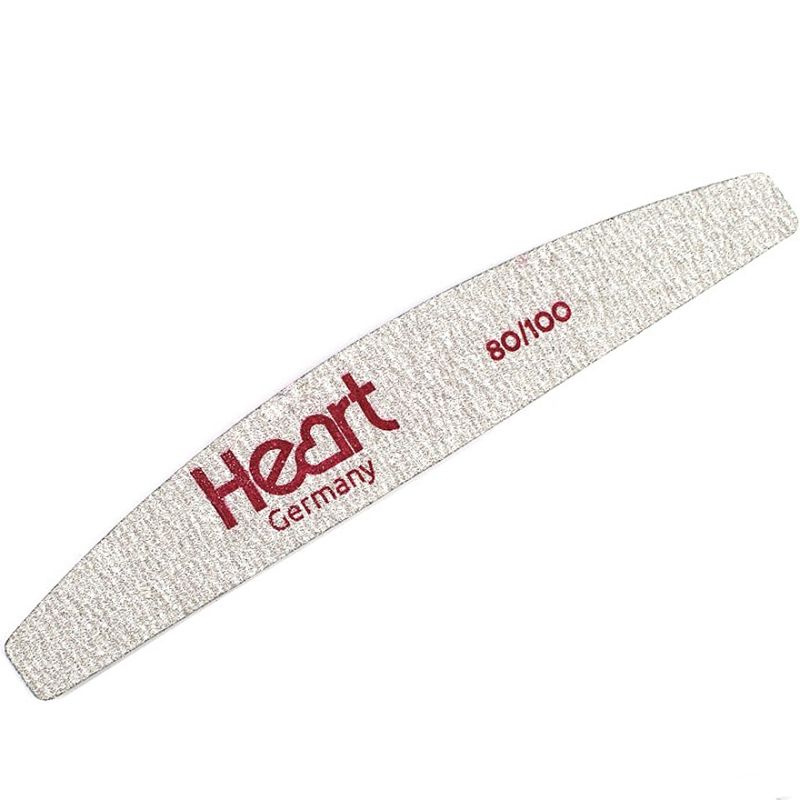 Пилка для ногтей HEART Half 80/100, полукруг, серая