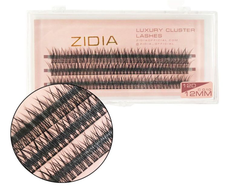 ZIDIA Cluster lashes fish tail Ресницы-пучки рыбий хвост 12D C 0,10 (3 ленты, размер 12 мм)