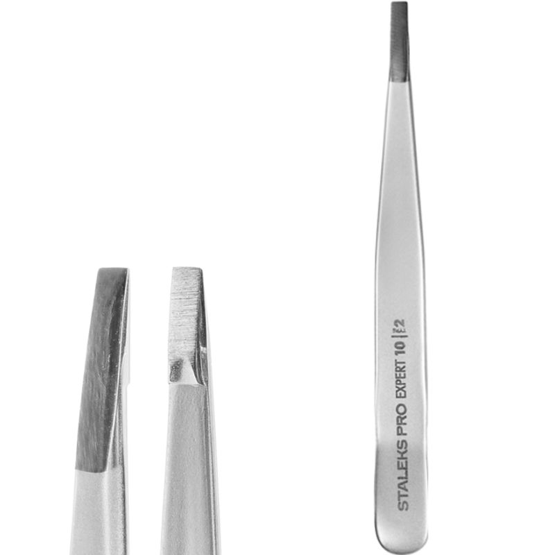 STALEKS PRO - Пинцет для бровей EXPERT 10 TYPE 2, узкие прямые кромки
