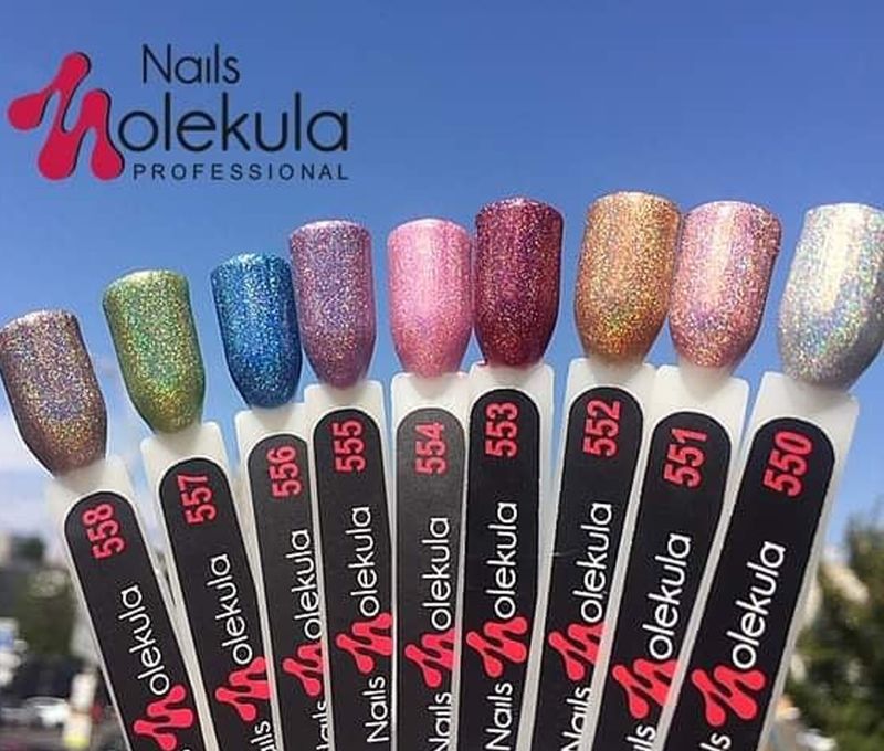 Molekula HOLOGRAPHIC gel varnish No. 551 (beige-pink with holographic microgloss), 6 ml