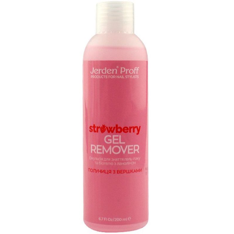 Jerden Proff Gel Remover emulsion for removing gel polish and biogels, Strawberries with cream, 200 ml