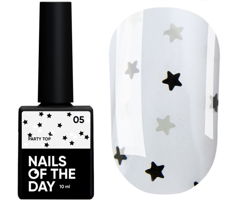Nails Of The Day Nail top Party top No. 02 (transparent with fine shimmer), 10 ml
