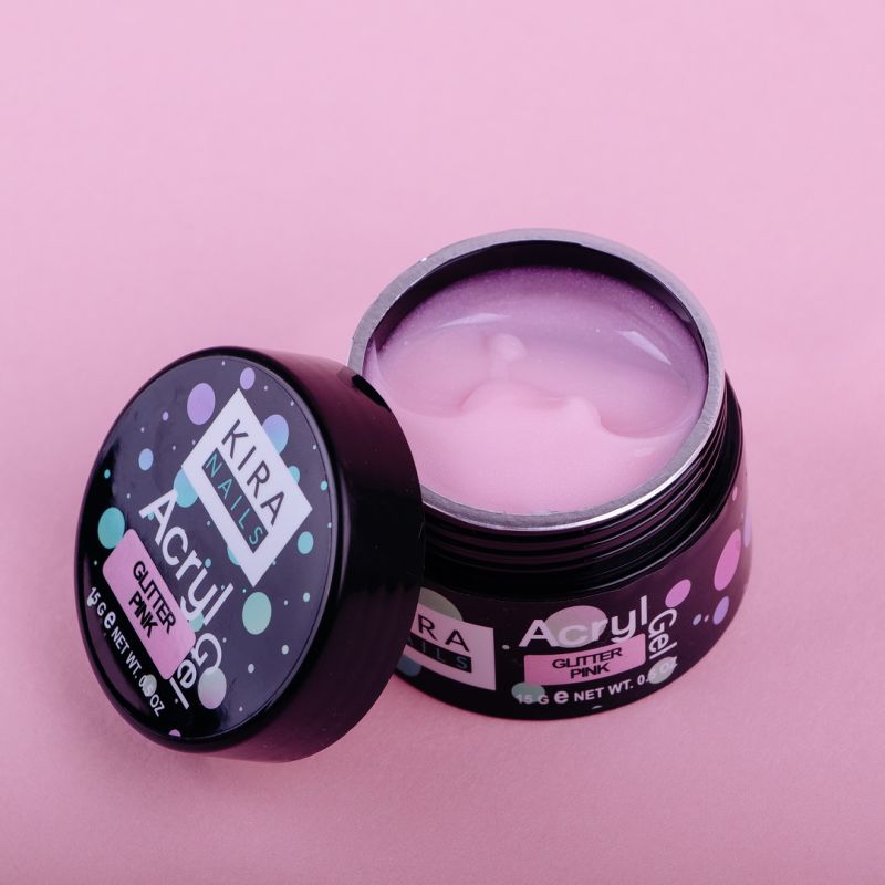 Kira Nails Acryl Gel - Glitter Pink, 15 g