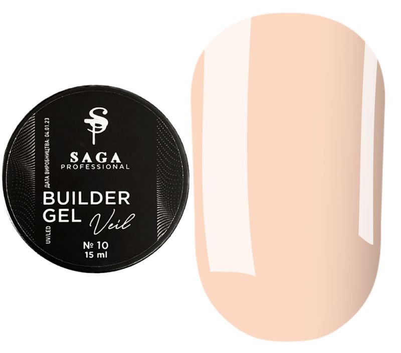 SAGA professional Builder Gel Veil 10 (нежный персиковый), 15 мл