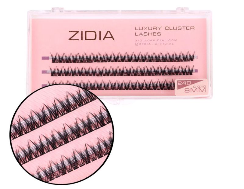 ZIDIA Cluster lashes Ресницы-пучки fish tail 24D C 0,10 (3 ленты, размер 8 мм)