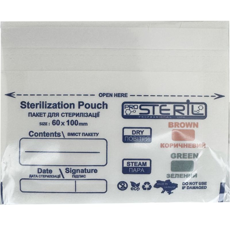 ProSteril Kraft bags for air and steam sterilization, white 60x100 mm, 100 pcs / pack