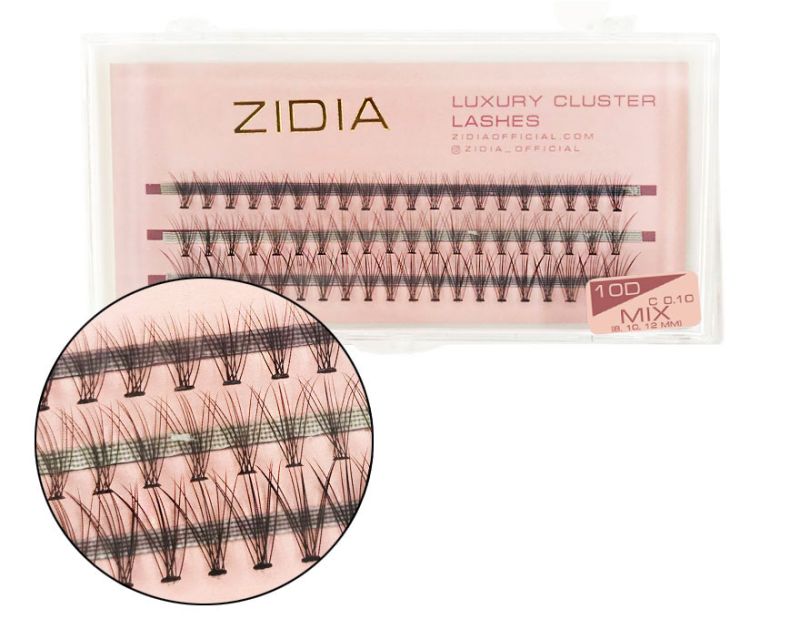 ZIDIA Cluster lashes Ресницы-пучки 10D C 0,10 Mix (3 ленты, размер 8, 10, 12 мм)