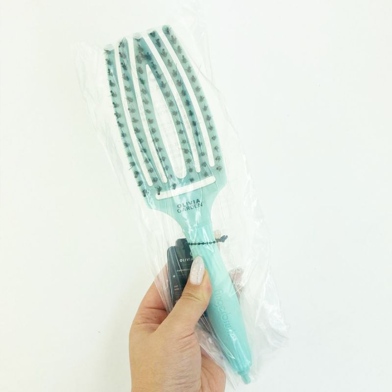 Olivia Garden Massage Brush Natural Bristle Finger Brush Combo Fizzy Mint