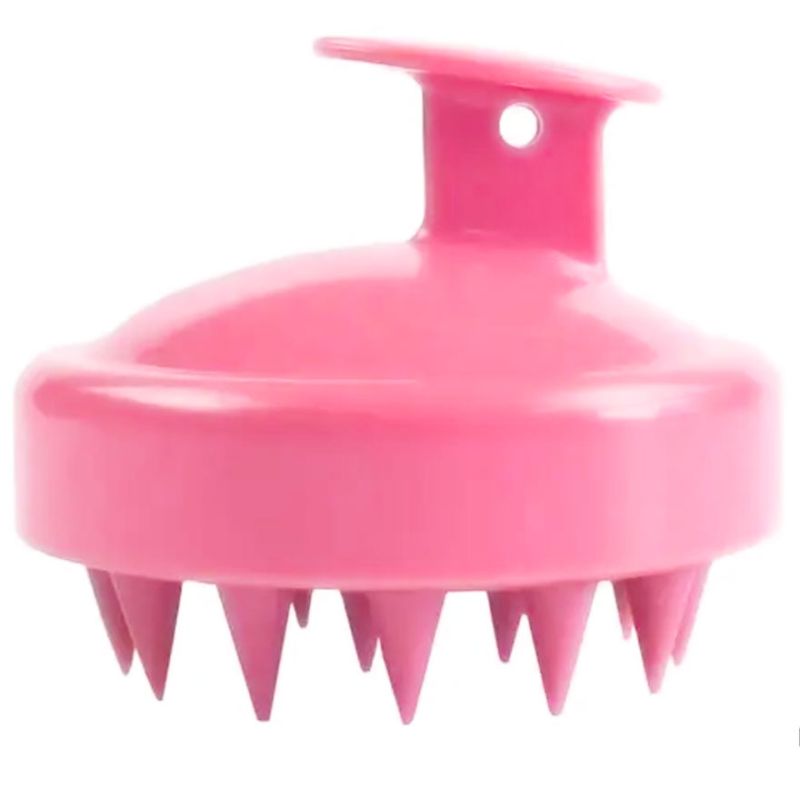 Shampooing massage brush, purple and blue
