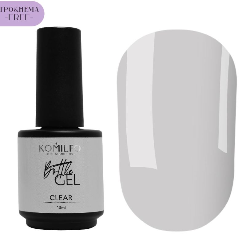 Komilfo Bottle Gel Clear HEMA/TPO free, жидкий гель для ногтей, 15 мл