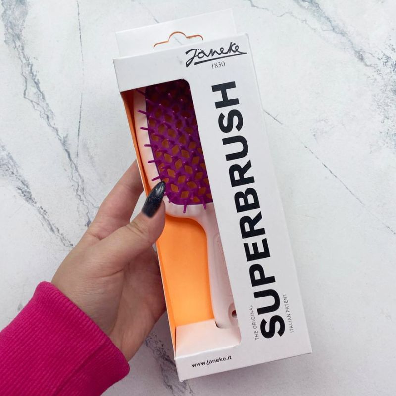 Janeke Superbrush Hairbrush White with purple