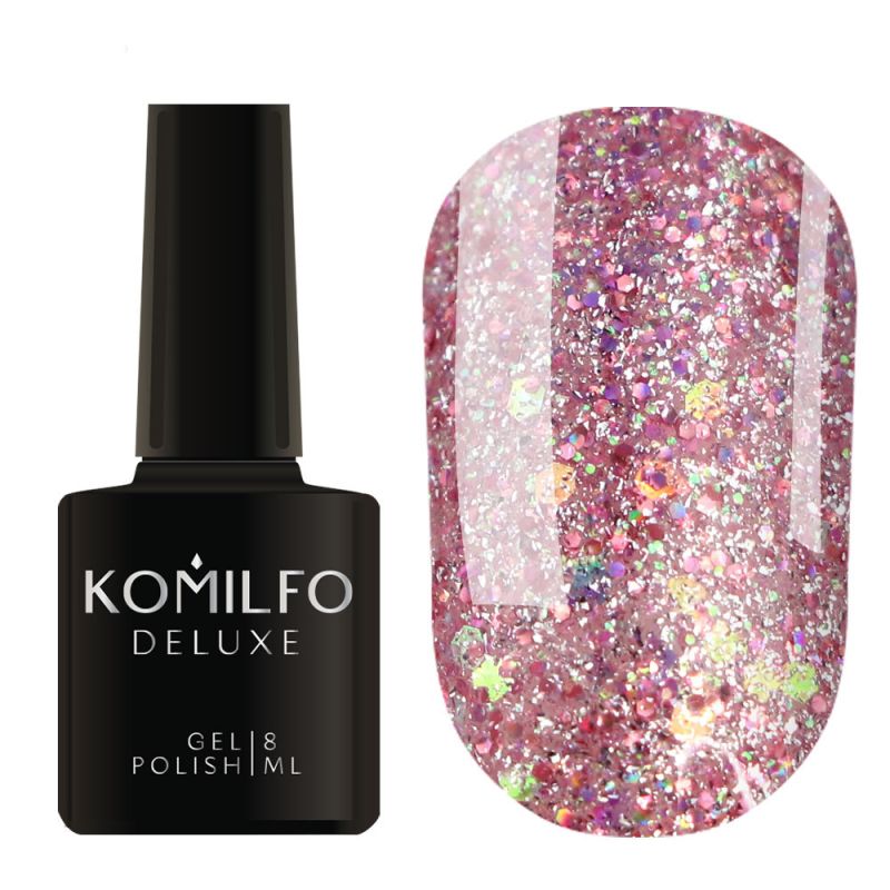 Gel Polish Komilfo Glow Attack 003 (rose gold-holographic), 8 ml