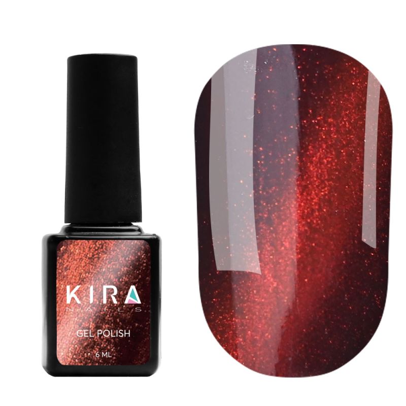 Kira Nails Cat Eye gel varnish No. 004 (burgundy brown, magnetic), 6 ml
