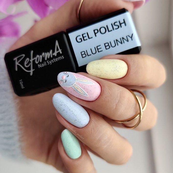 Гель-лак ReformA, Blue Bunny (голубой с крошкой), 10 мл