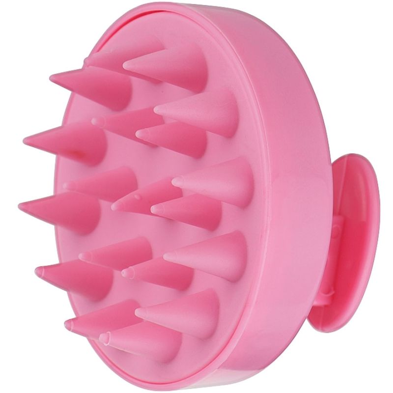 Shampooing massage brush, purple and blue