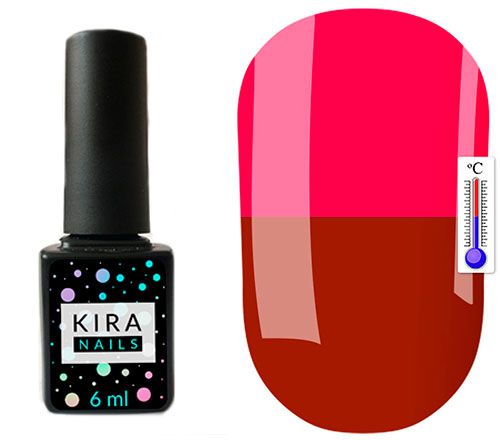 Термо гель-лак Kira Nails №T03 (красно-коричневый, при нагревании ярко-розовый), 6 мл